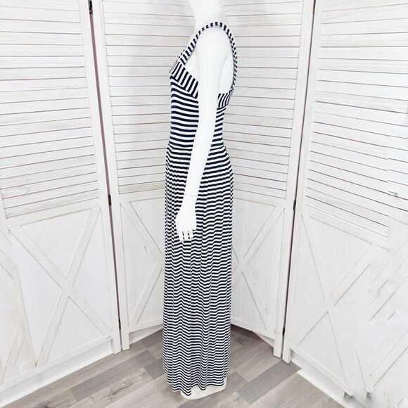 Loft Nautical Stripes Knit Maxi Sundress Sleeveless Blue White XS - Picture 3 of 13
